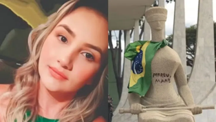 STF negou recurso de mulher que pichou estátua no 8 de Janeiro.
